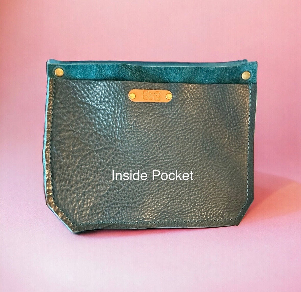 Full Grain Real Leather Zipper Dark Teal Leather Tote Bags-Small-Medium-Large-Extra Large