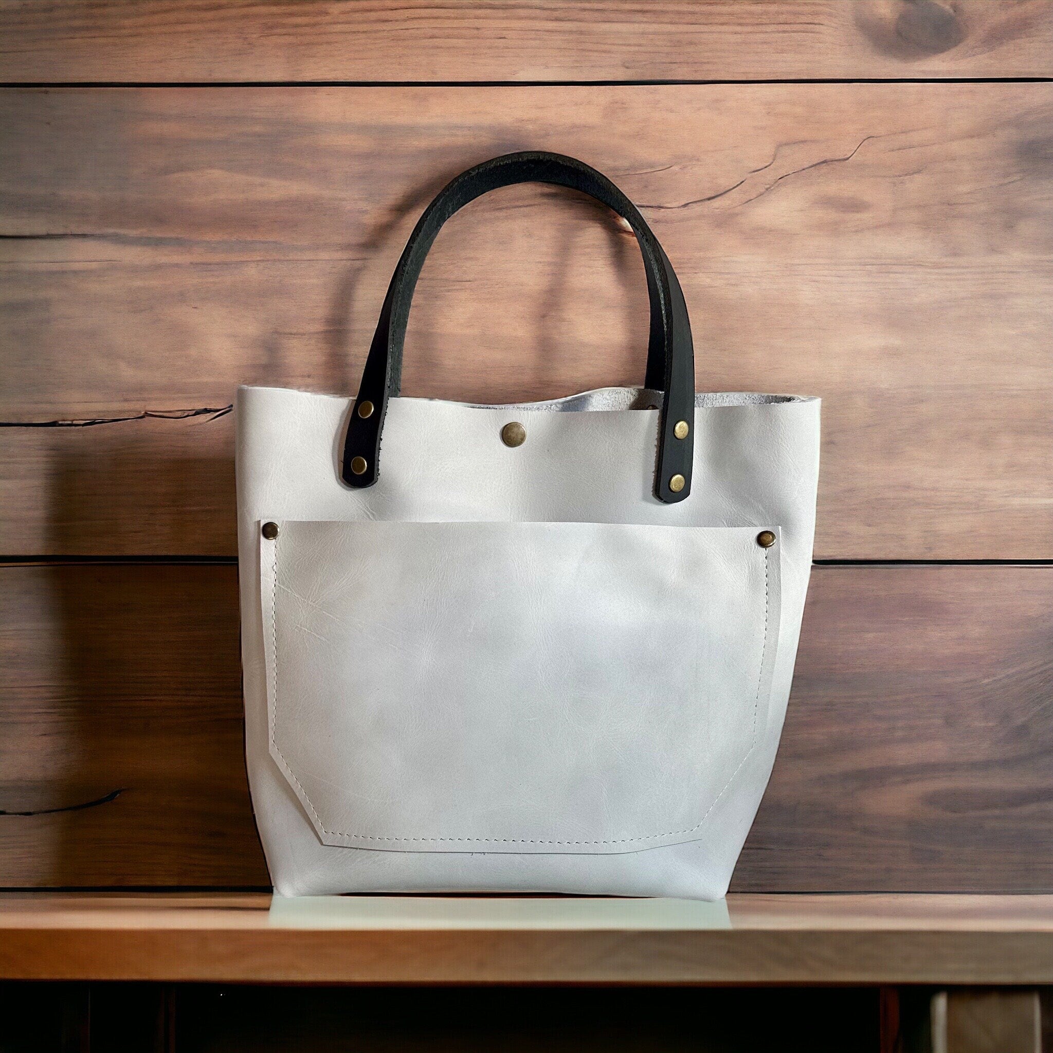 Full Grain Real Leather Cloud White Leather RokStar Cross-Body/Handbag