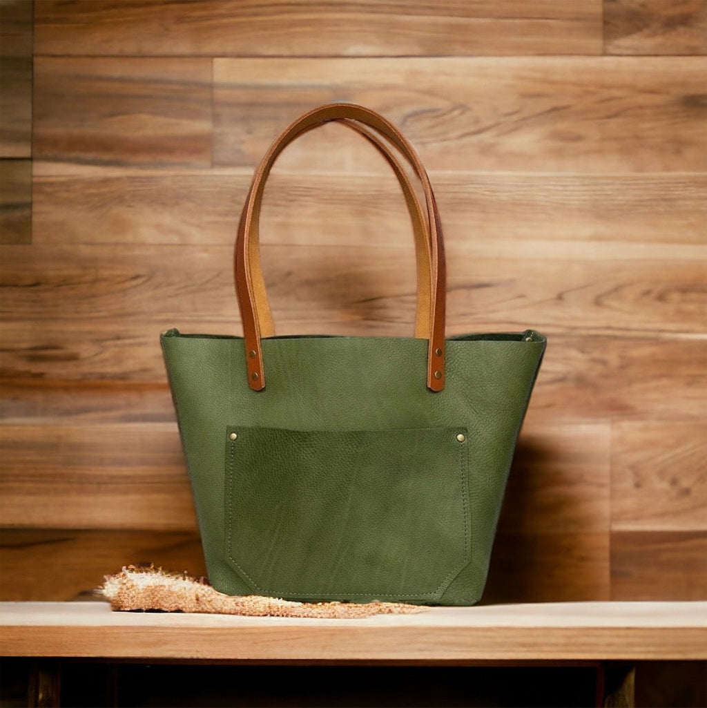 Authentic Pebbled Olive Leather Classic Tote Bags-Sm/Md/Lrg/XLrg