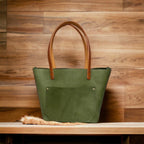Authentic Pebbled Olive Leather Classic Tote Bags-Sm/Md/Lrg/XLrg
