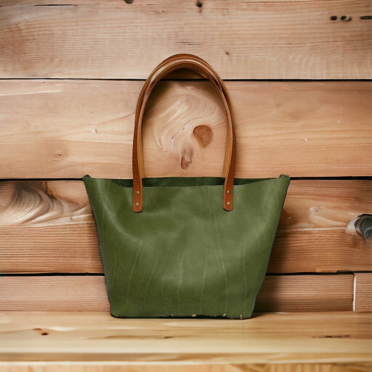 Authentic Pebbled Olive Leather Classic Tote Bags-Sm/Md/Lrg/XLrg