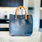Full Grain Authentic Real Leather Rushmore Navy Leather RokStar Cross-Body/Handbag