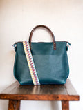 Full Grain Leather Zipper Dark Teal Super Stevie Crossbody or Shoulder Bag Purse