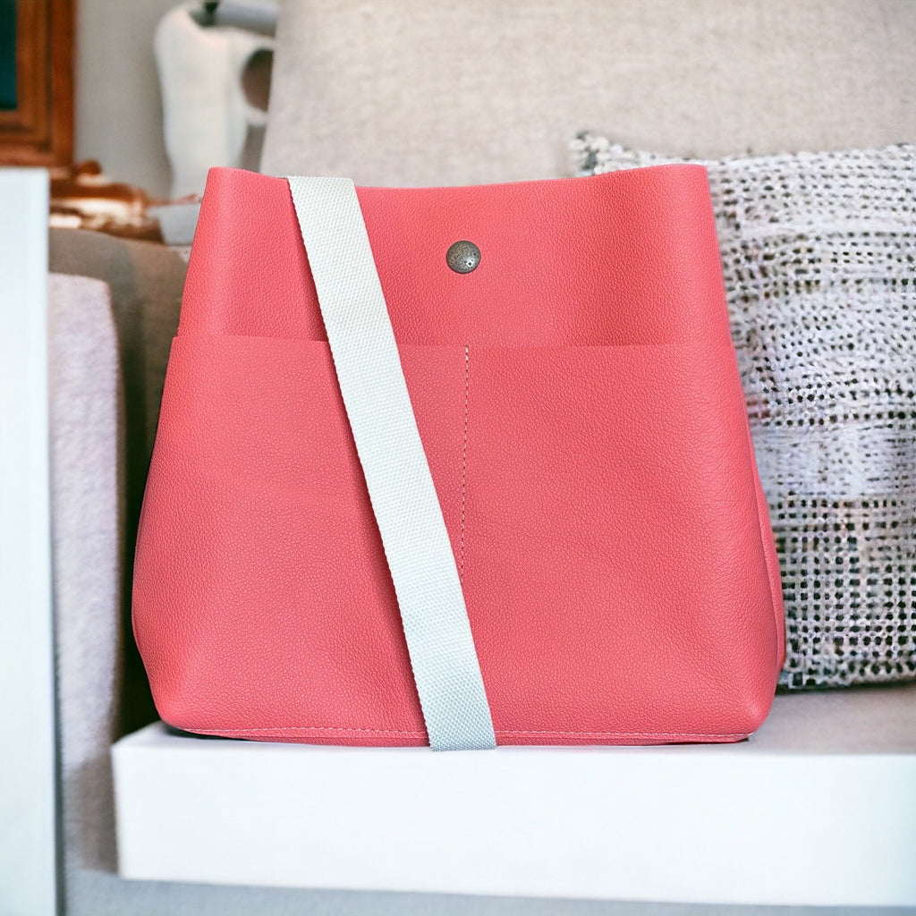 Full Grain Real Leather Flamingo Super Stevie Crossbody or Shoulder Bag Purse