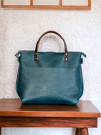 Full Grain Leather Zipper Dark Teal Super Stevie Crossbody or Shoulder Bag Purse