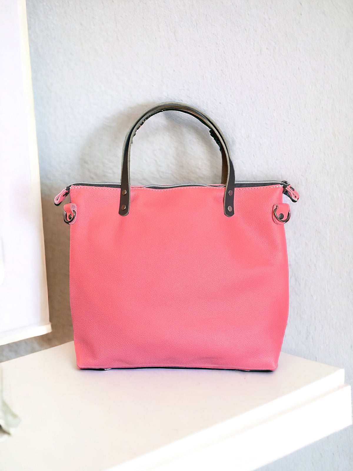 Full Grain Real Leather Zipper Flamingo Super Stevie Crossbody or Shoulder Bag Purse