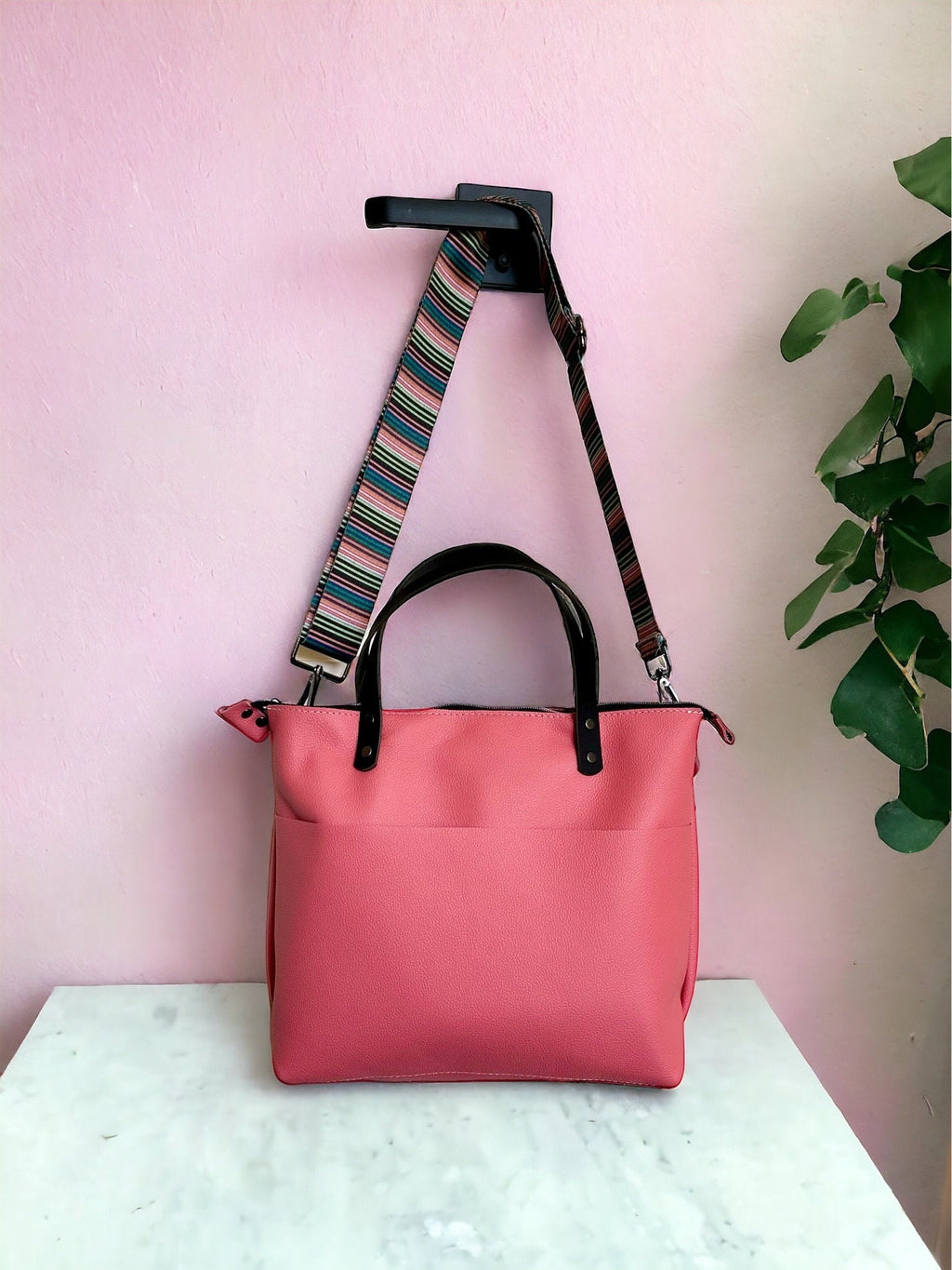 Full Grain Real Leather Zipper Flamingo Super Stevie Crossbody or Shoulder Bag Purse