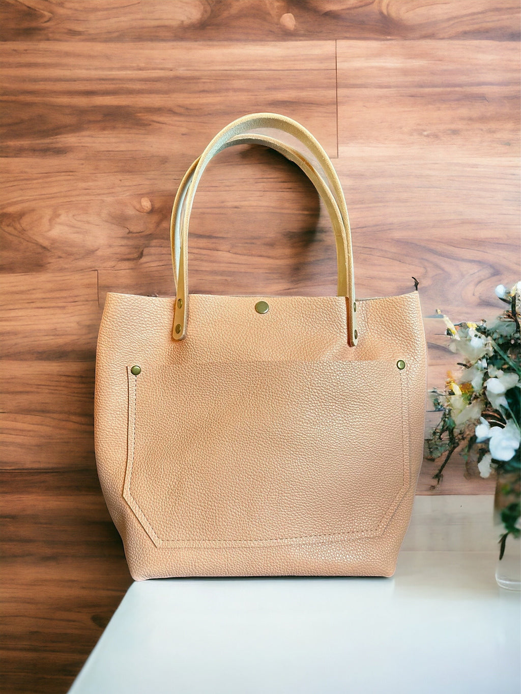 Full Grain Real Leather Peach RokStar Crossbody or Shoulder Bag Purse