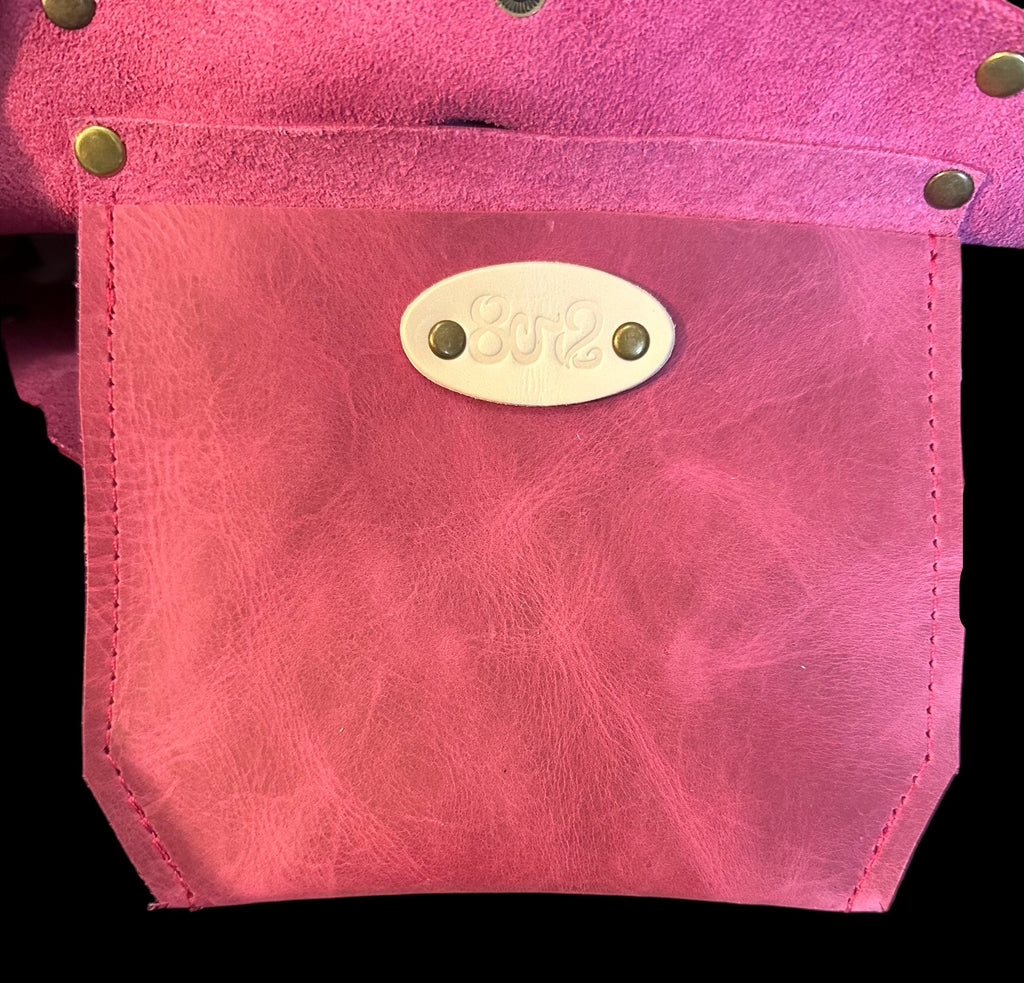 Full Grain Real Leather Authentic Magnetic Pink Leather RokStar Cross-Body/Handbag