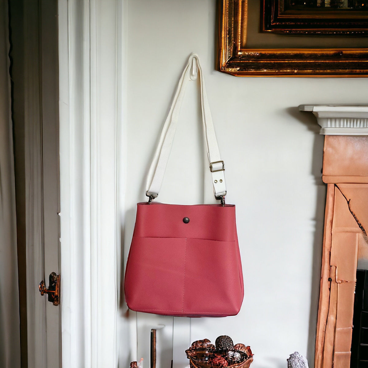 Full Grain Real Leather Flamingo Super Stevie Crossbody or Shoulder Bag Purse