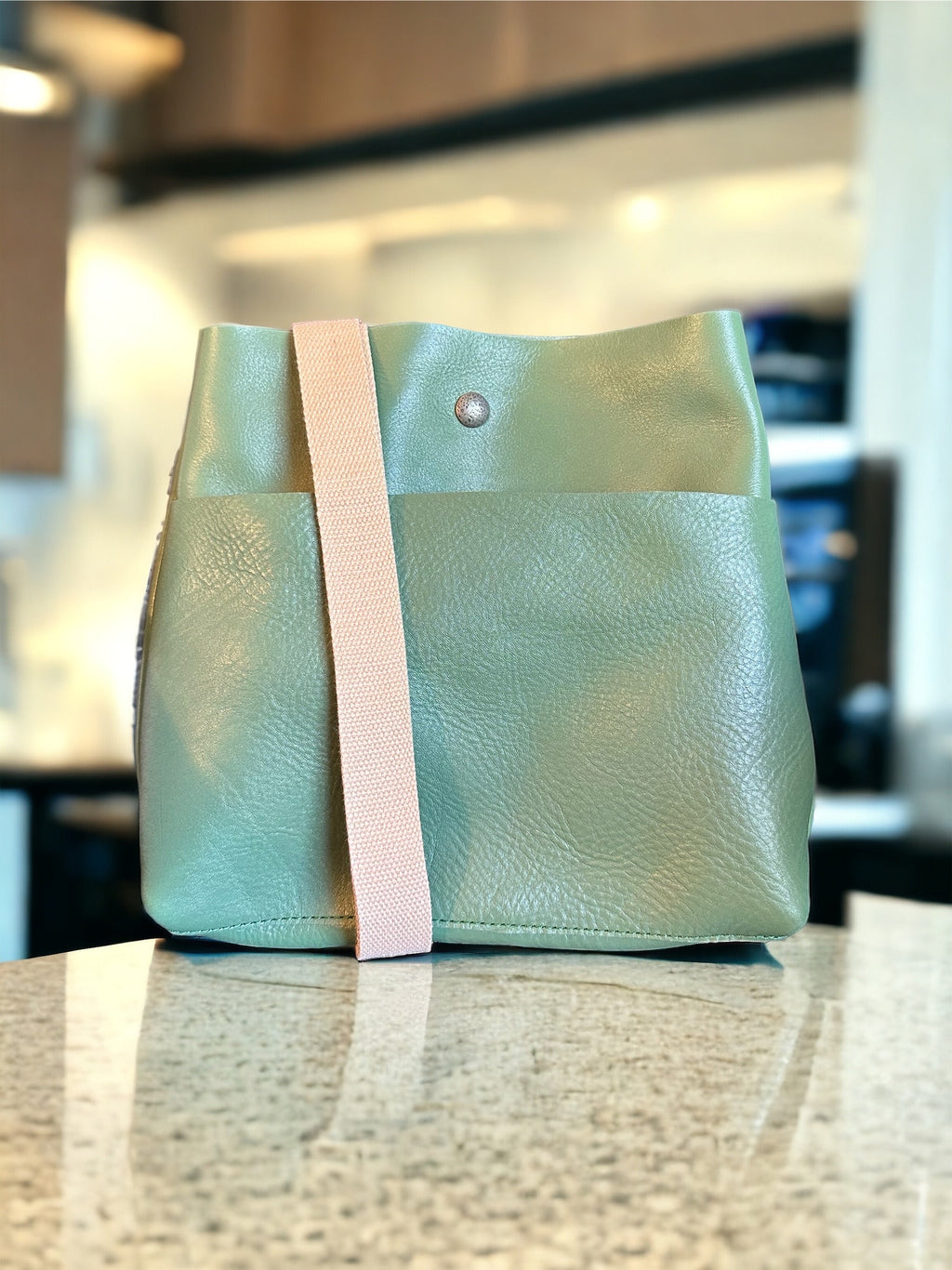 Full Grain Real Leather Authentic Shimmer Green Stevie Crossbody or Shoulder Bag Purse