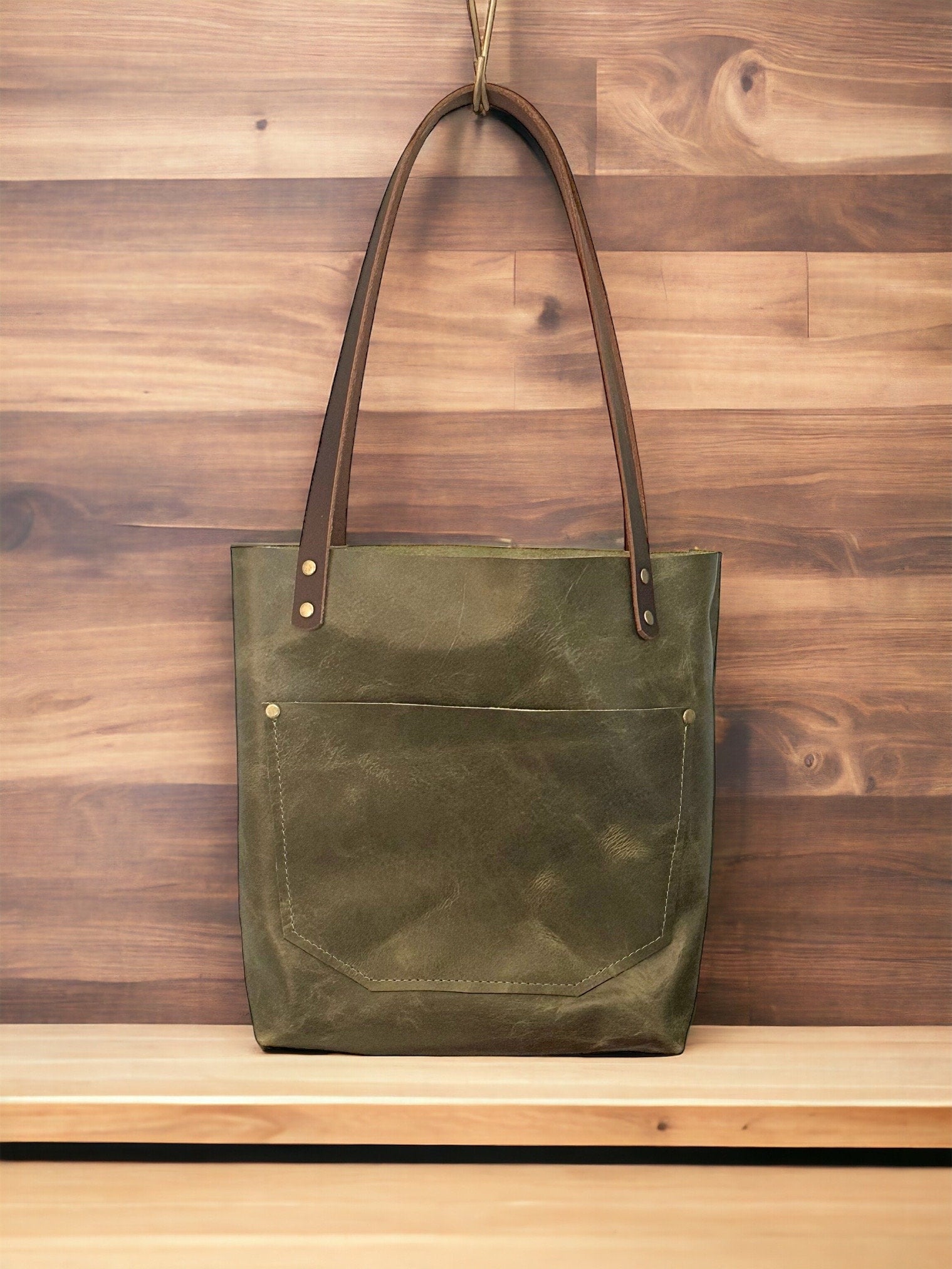 Full Grain Authentic Real Leather Sage Leather Classic Tote Bags-Small-Medium-Large-Extra Large