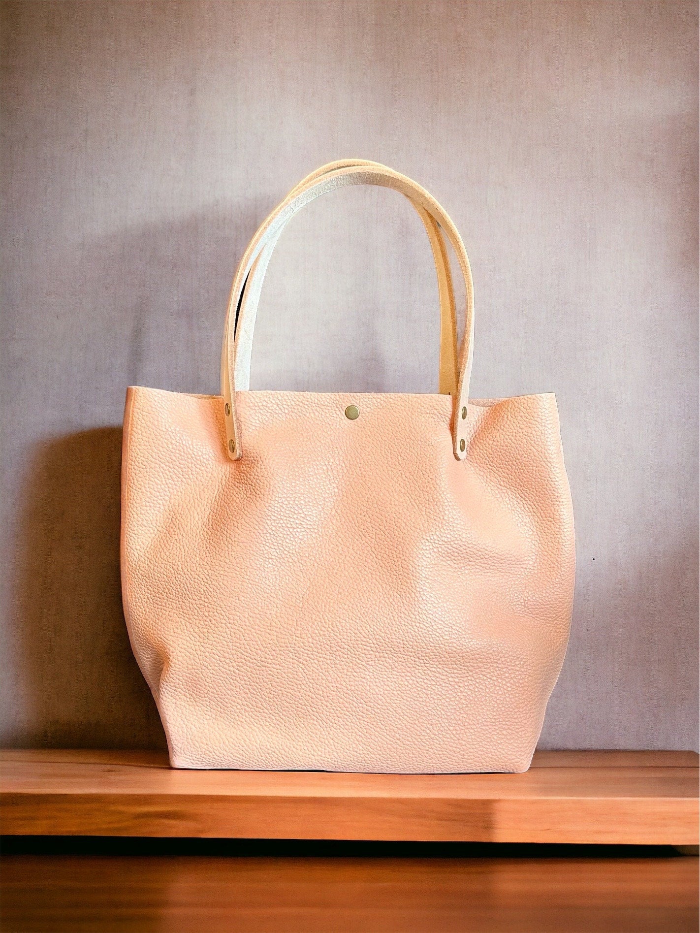Full Grain Real Leather Peach RokStar Crossbody or Shoulder Bag Purse