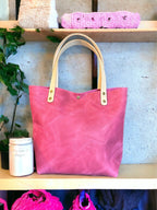 Full Grain Real Leather Authentic Magnetic Pink Leather RokStar Cross-Body/Handbag