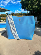 Full Grain Real Leather Authentic Pool Blue Stevie Crossbody or Shoulder Bag Purse