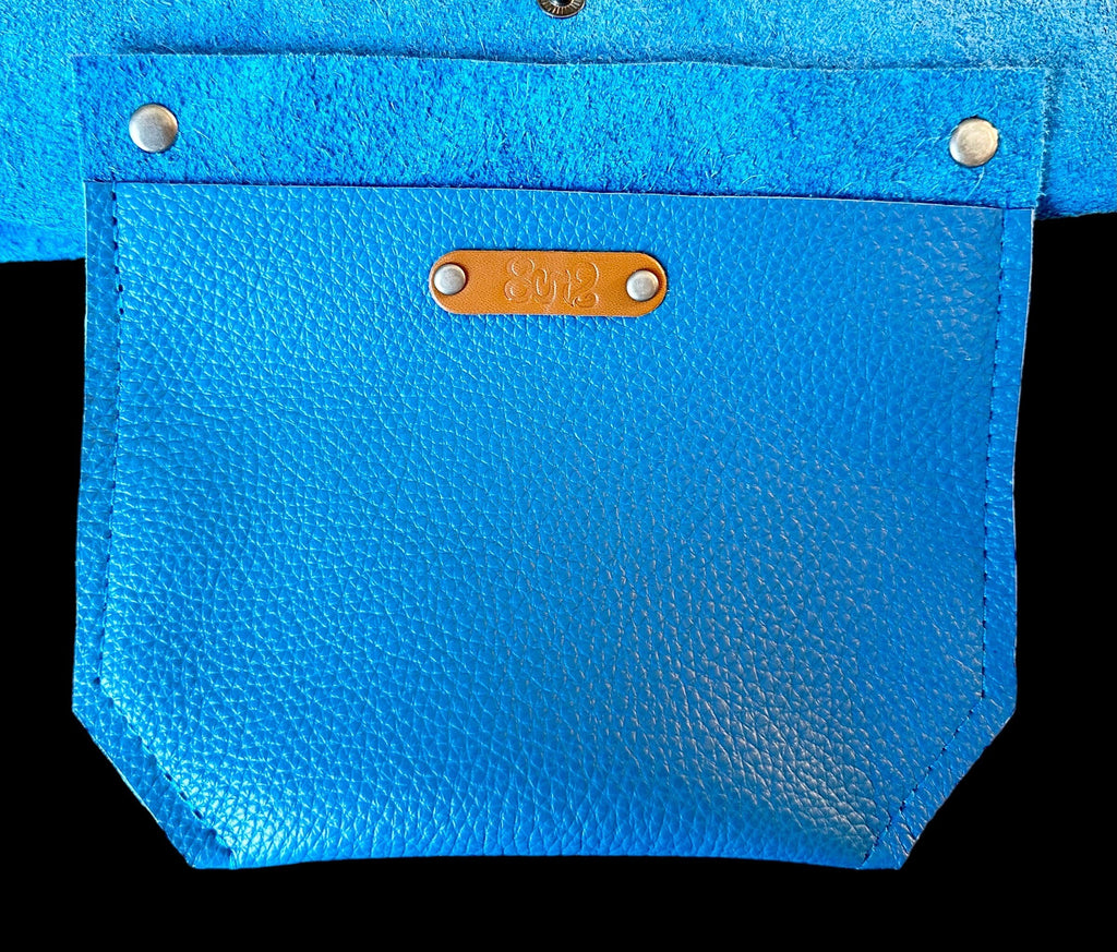 Full Grain Real Leather Authentic Pool Blue Super Stevie Crossbody or Shoulder Bag Purse