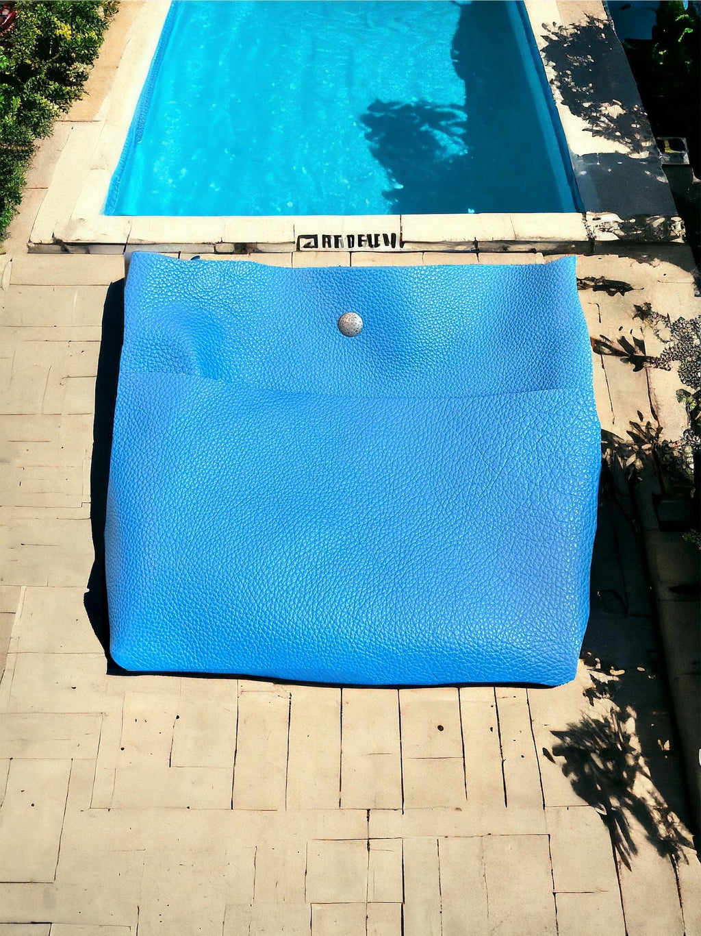 Full Grain Real Leather Authentic Pool Blue Super Stevie Crossbody or Shoulder Bag Purse