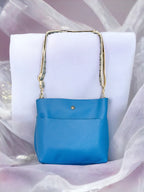 Full Grain Real Leather Authentic Pool Blue Super Stevie Crossbody or Shoulder Bag Purse