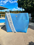 Full Grain Real Leather Authentic Pool Blue Super Stevie Crossbody or Shoulder Bag Purse