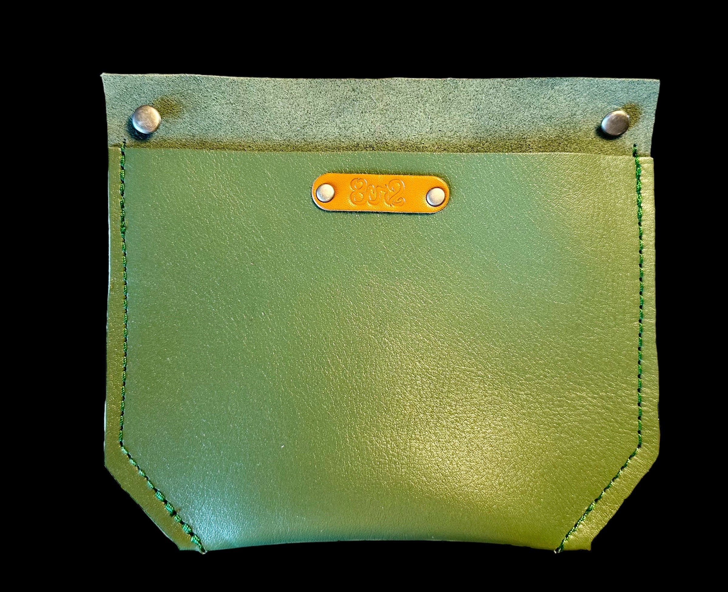 Full Grain Real Leather Authentic Shimmer Green Super Stevie Crossbody or Shoulder Bag Purse