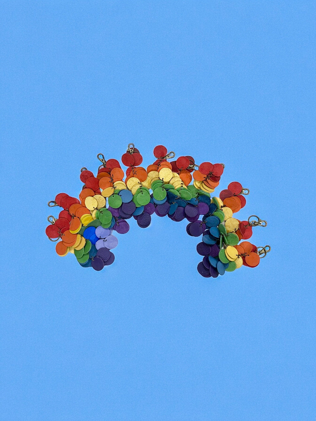 Full Grain Authentic Leather Rainbow Circle Tassels