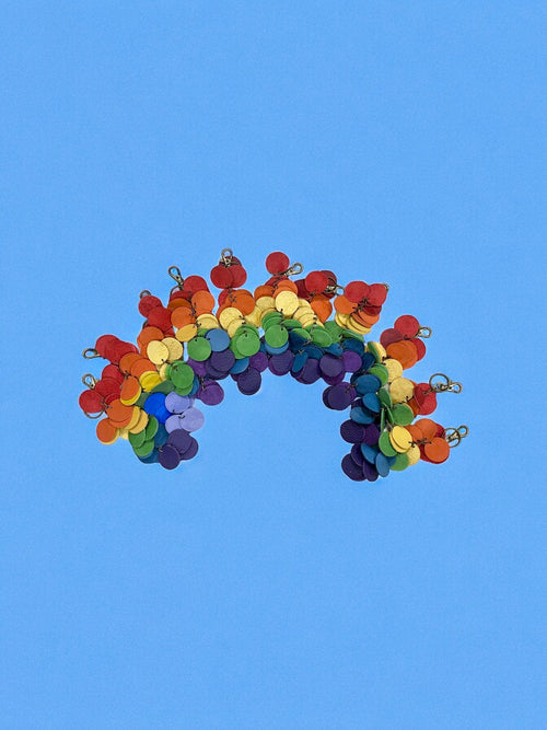 Full Grain Authentic Leather Rainbow Circle Tassels