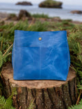 Full Grain Real Leather Authentic Magnetic Blue Stevie Crossbody or Shoulder Bag Purse