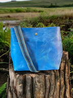 Full Grain Real Leather Authentic Magnetic Blue Super Stevie Crossbody or Shoulder Bag Purse