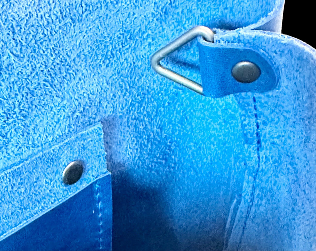 Full Grain Real Leather Authentic Magnetic Blue Super Stevie Crossbody or Shoulder Bag Purse