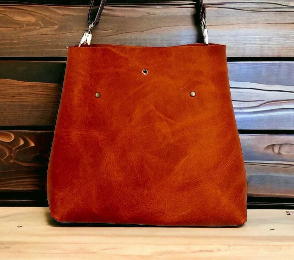 Full Grain Real Leather Authentic Orange Rust Super Stevie Crossbody or Shoulder Bag Purse