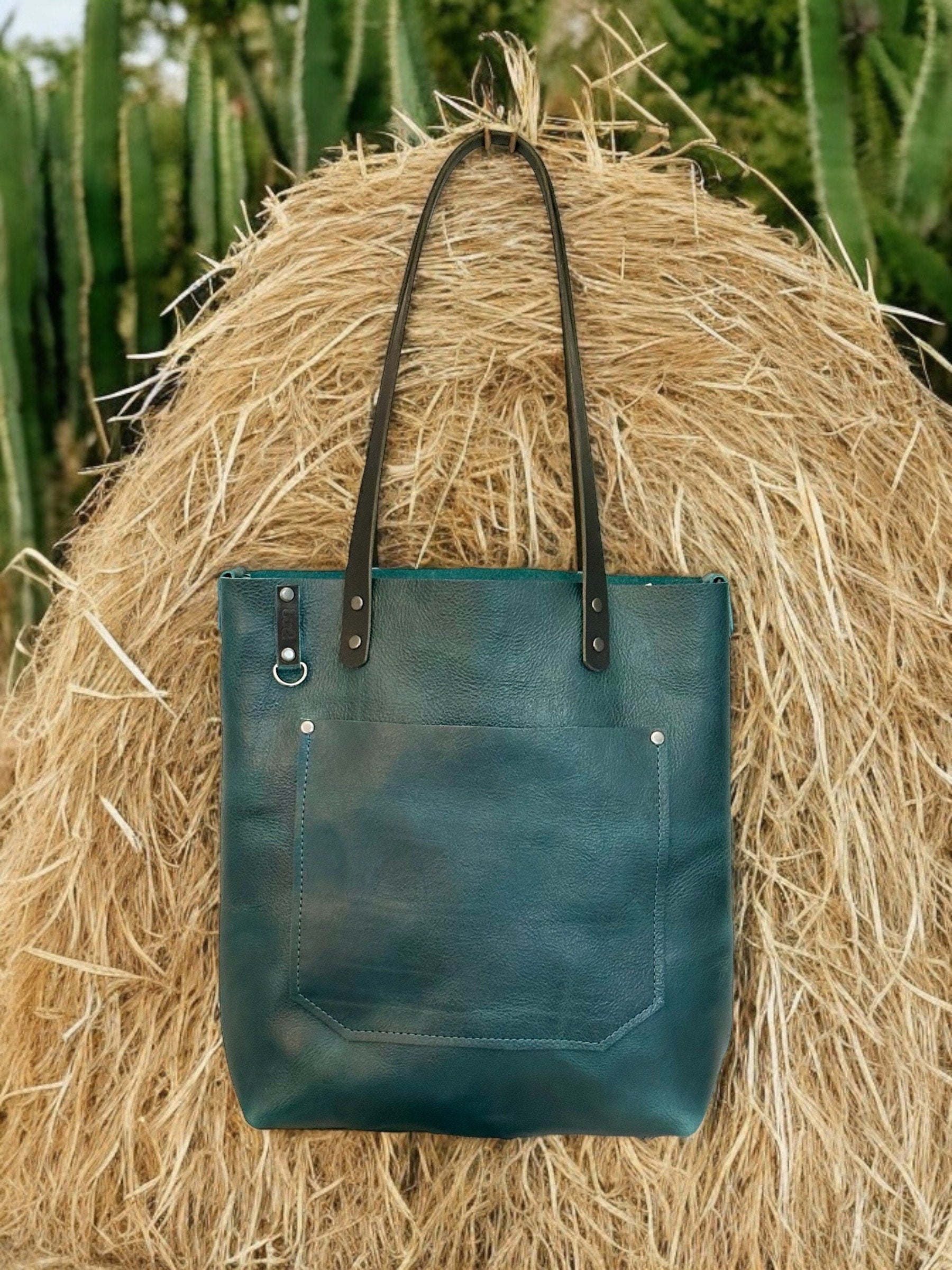 Full Grain Real Leather Dark Teal Hartlee Crossbody or Shoulder Bag Purse