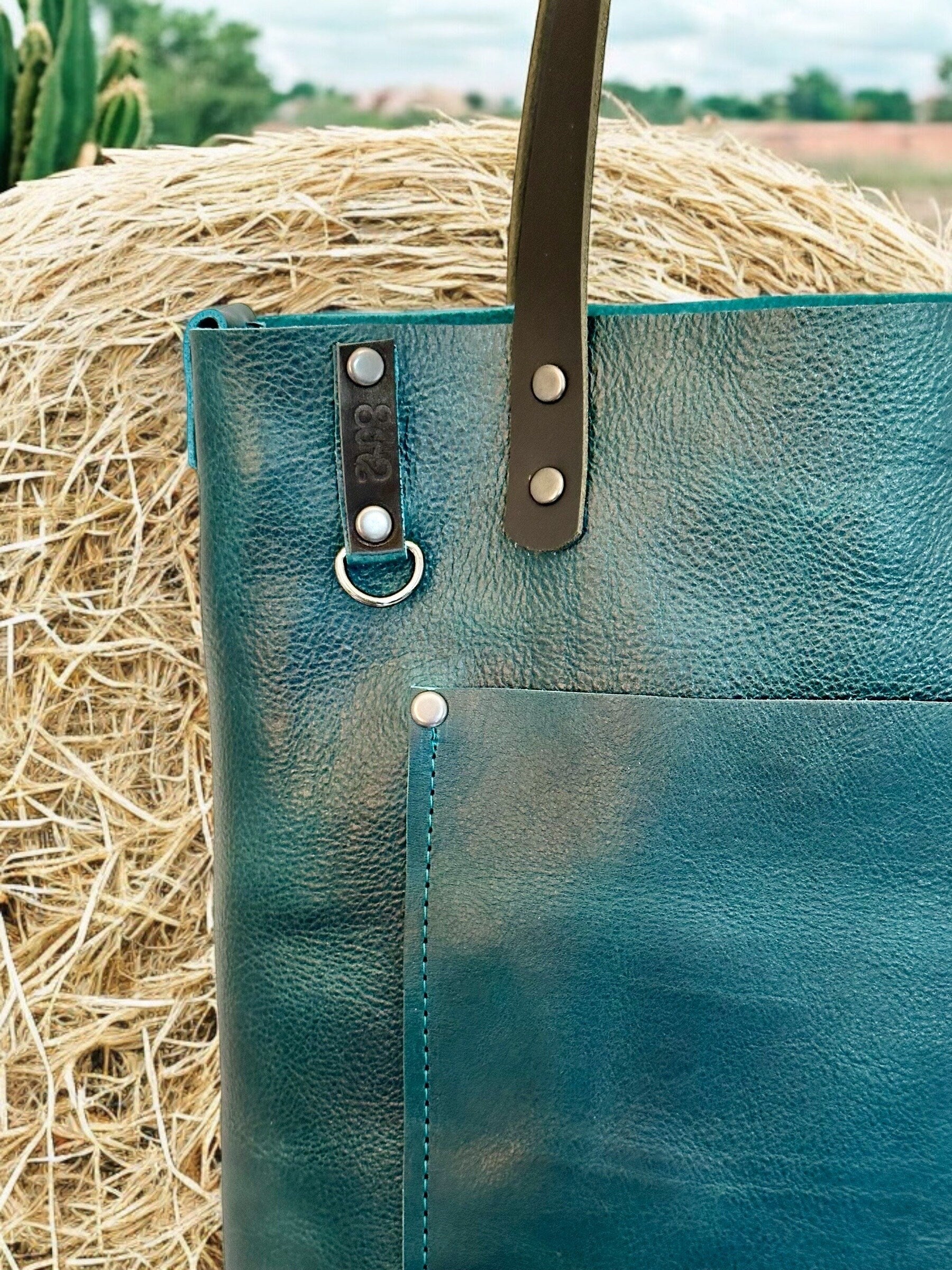 Full Grain Real Leather Dark Teal Hartlee Crossbody or Shoulder Bag Purse