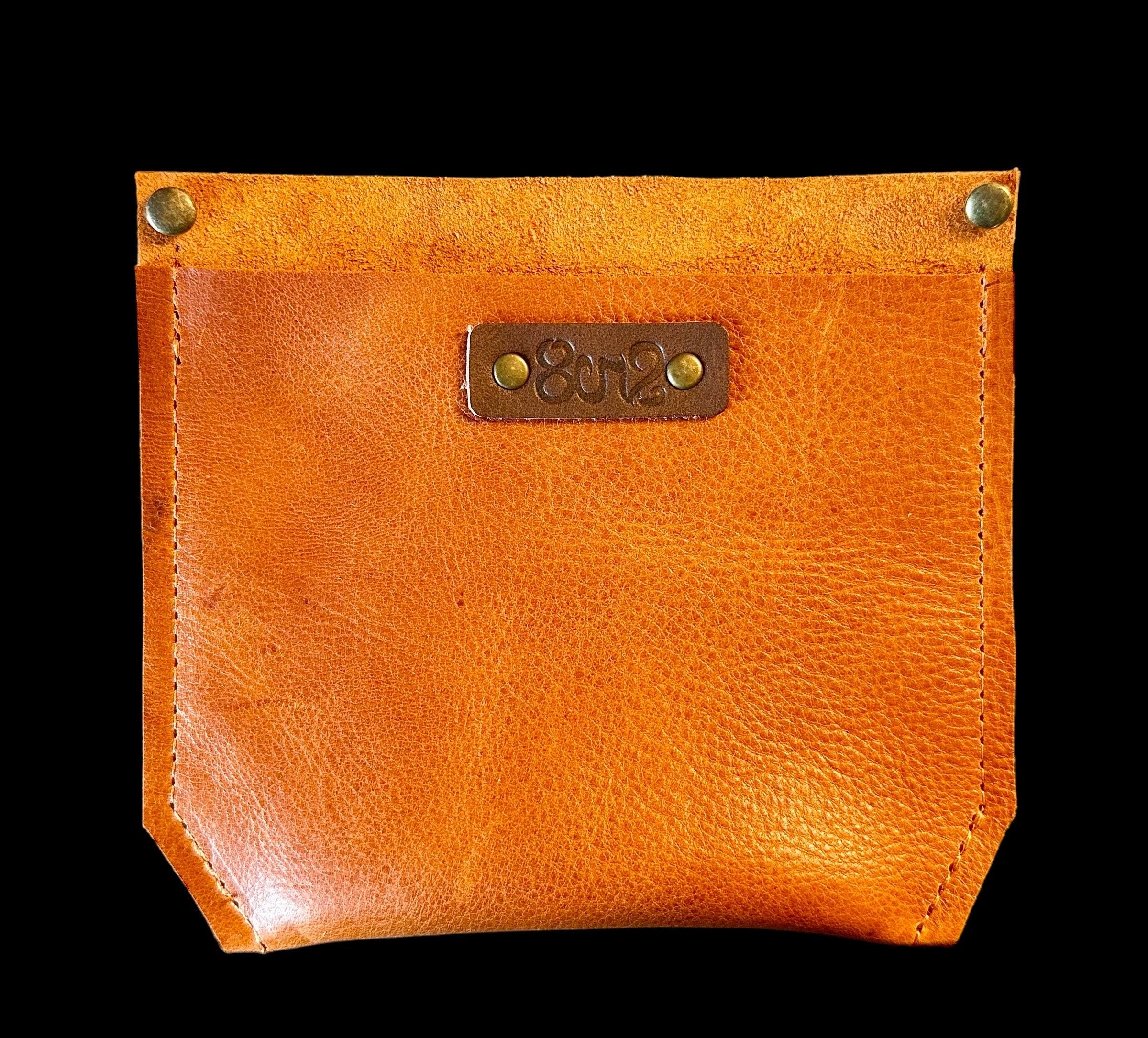 Full Grain Real Leather Zipper Autumn Orange Dog RokStar Crossbody or Shoulder Bag Purse