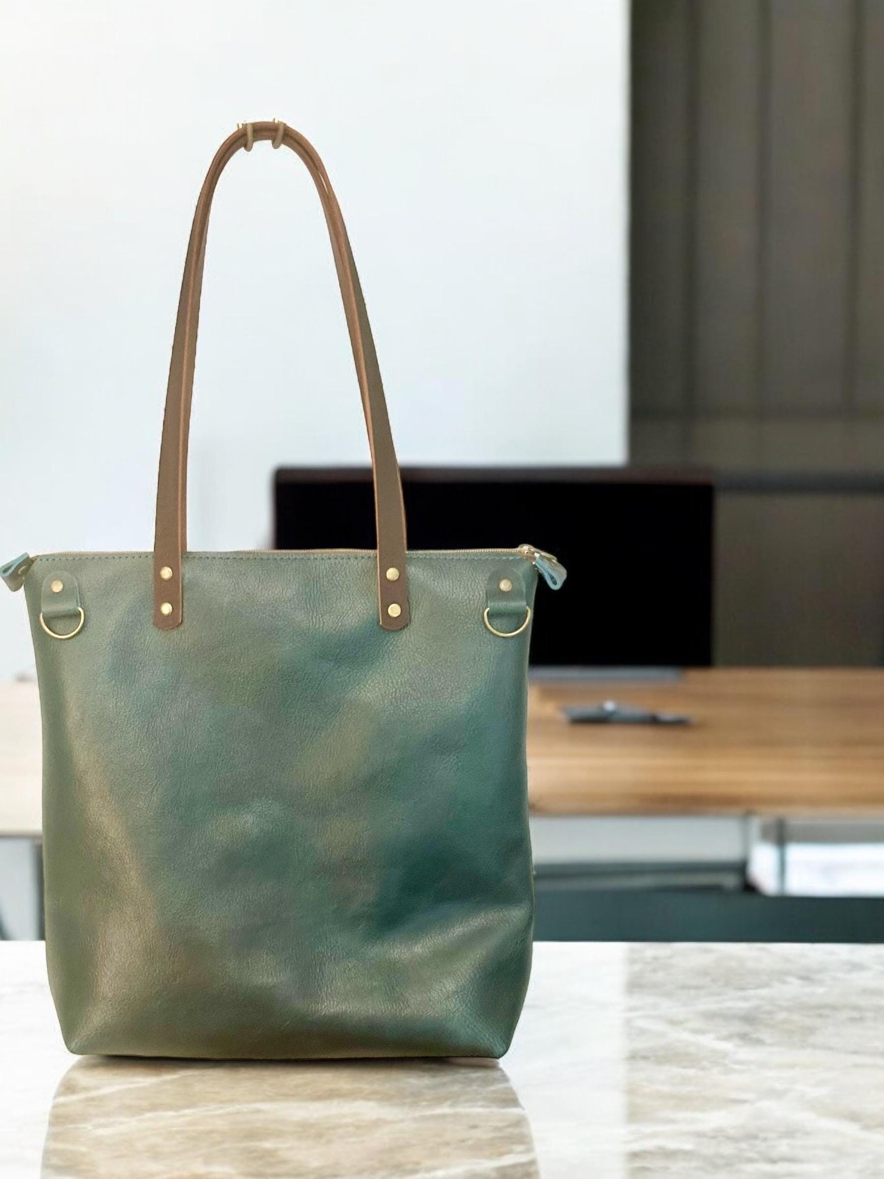 Full Grain Real Leather Zipper Dark Teal Hartlee Crossbody or Shoulder Bag Purse