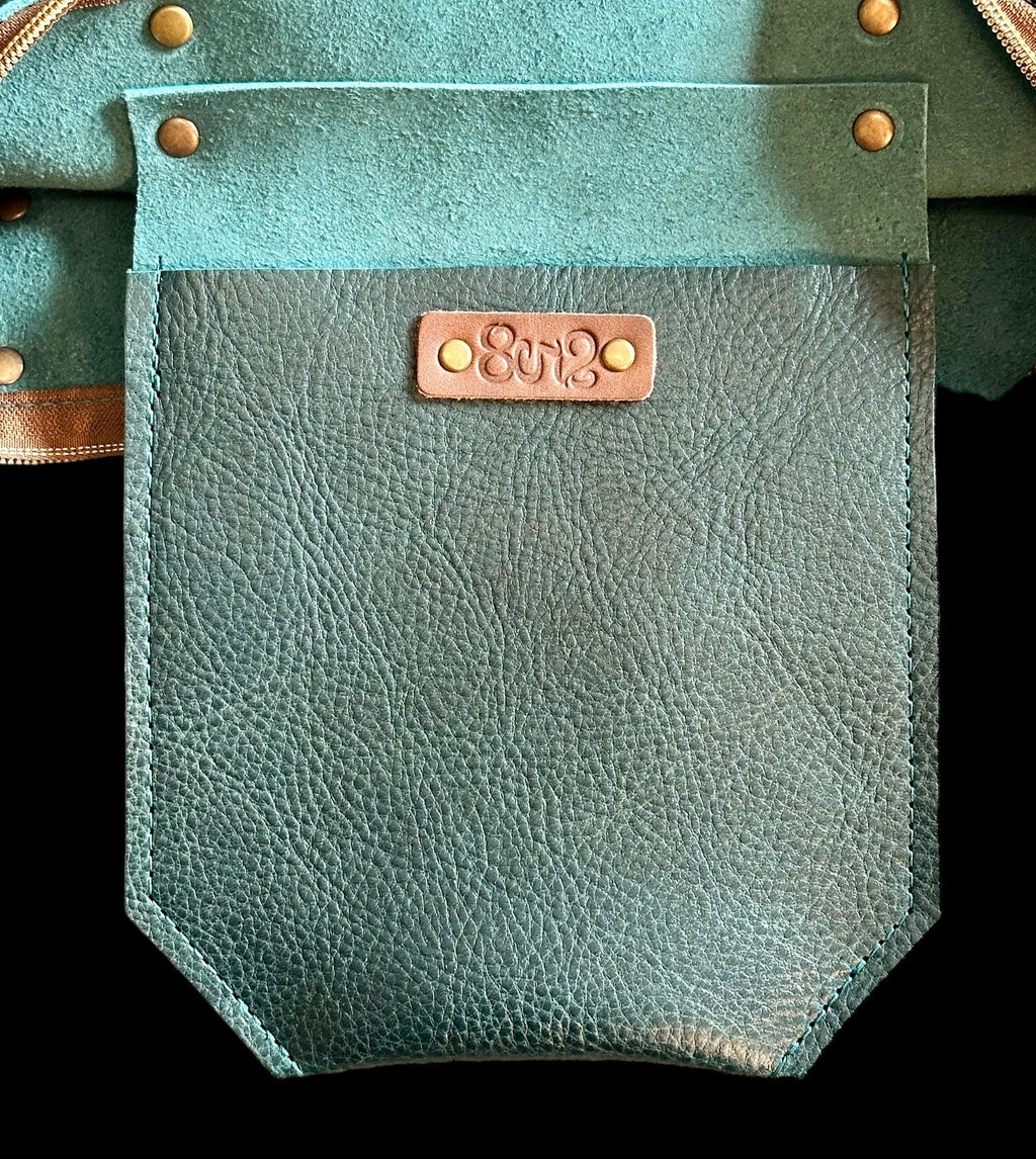 Full Grain Real Leather Zipper Dark Teal Hartlee Crossbody or Shoulder Bag Purse