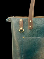 Full Grain Real Leather Zipper Dark Teal Hartlee Crossbody or Shoulder Bag Purse