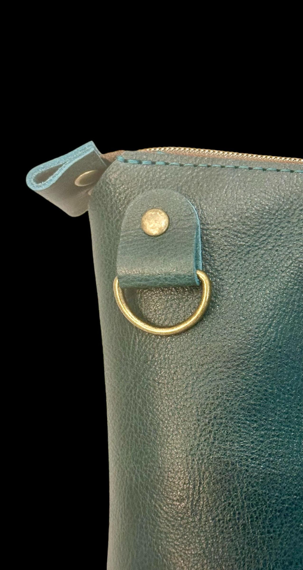 Full Grain Real Leather Zipper Dark Teal Hartlee Crossbody or Shoulder Bag Purse