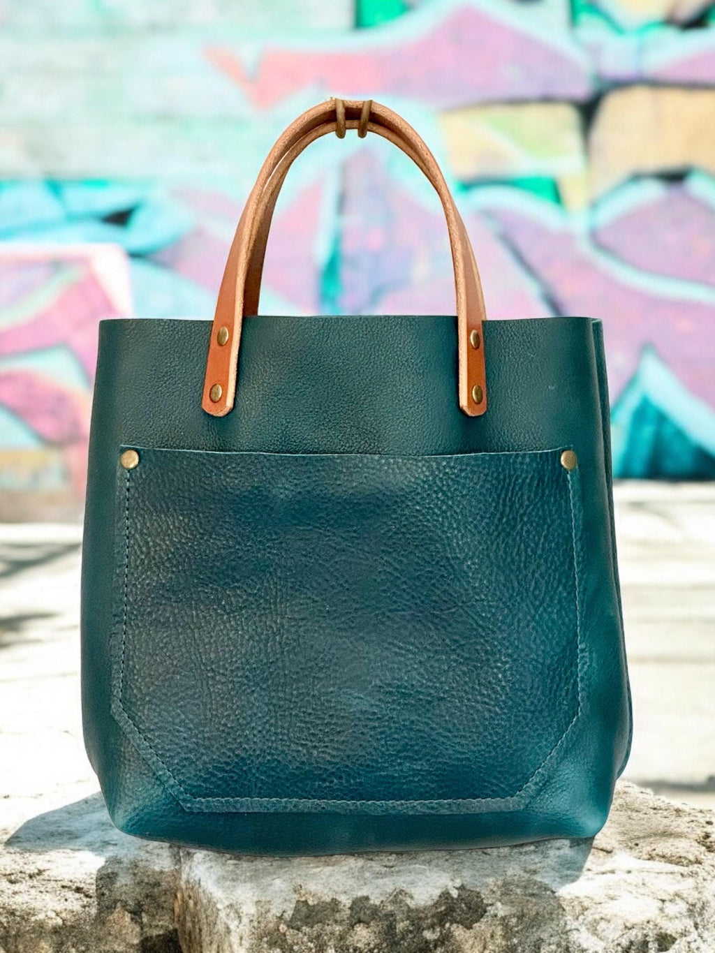Full Grain Real Leather Dark Teal RokStar Crossbody or Shoulder Bag Purse