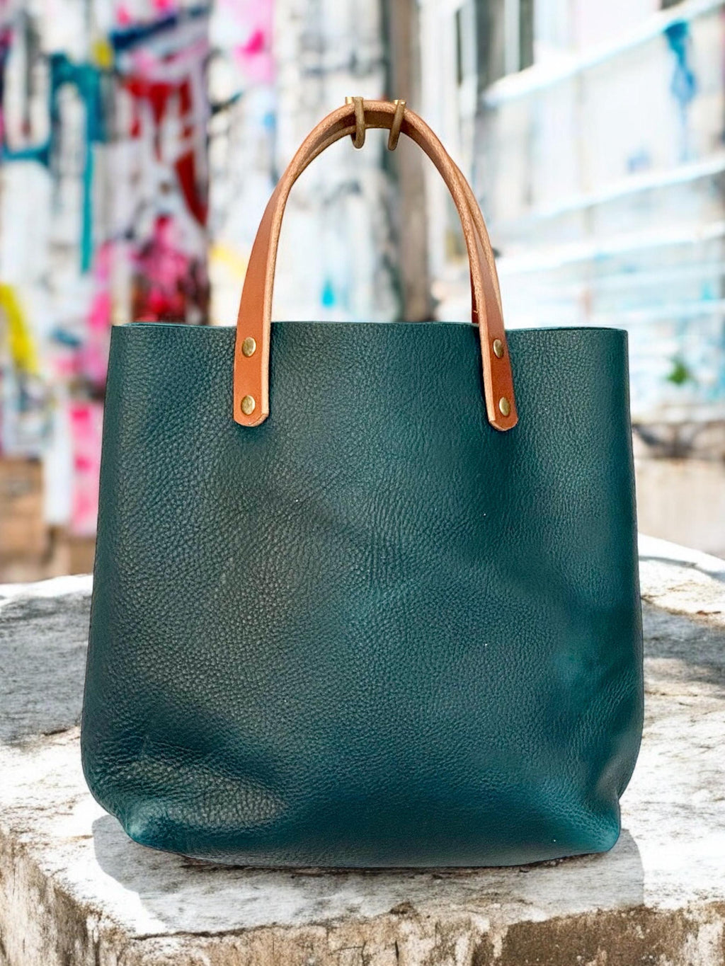 Full Grain Real Leather Dark Teal RokStar Crossbody or Shoulder Bag Purse