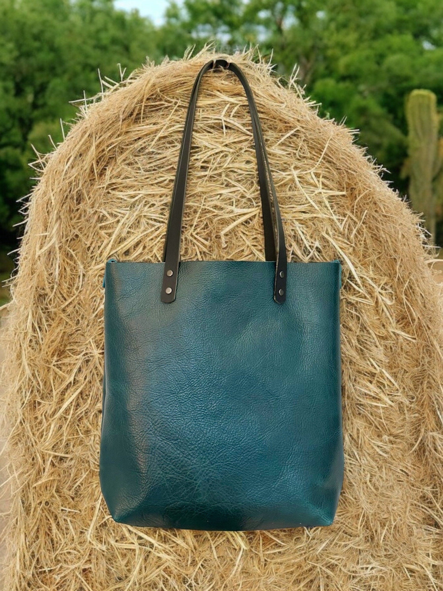 Full Grain Real Leather Dark Teal Hartlee Crossbody or Shoulder Bag Purse