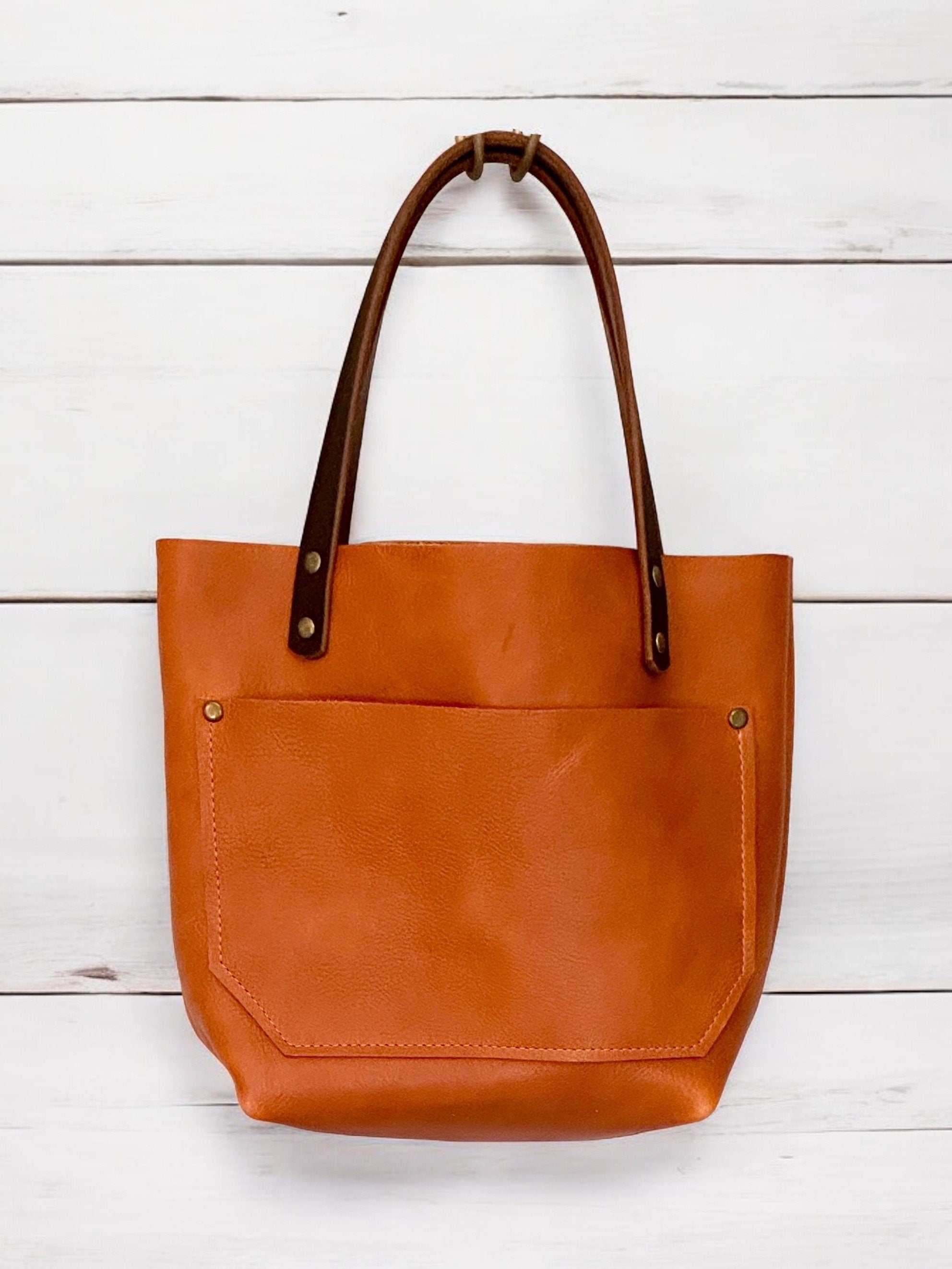 Full Grain Real Leather Autumn Orange Dog RokStar Crossbody or Shoulder Bag Purse