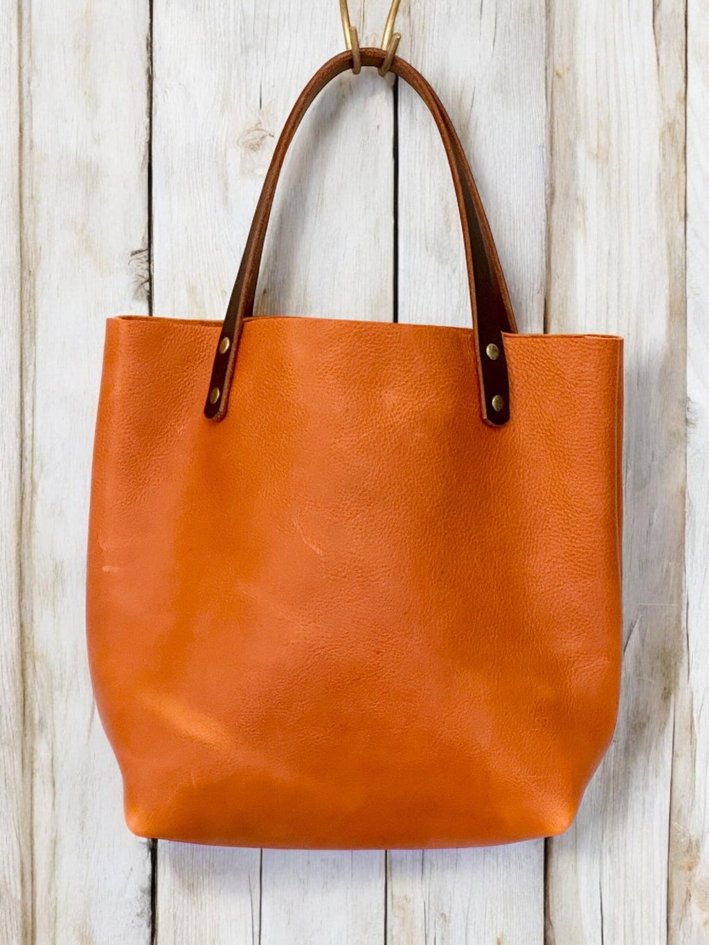 Full Grain Real Leather Autumn Orange Dog RokStar Crossbody or Shoulder Bag Purse
