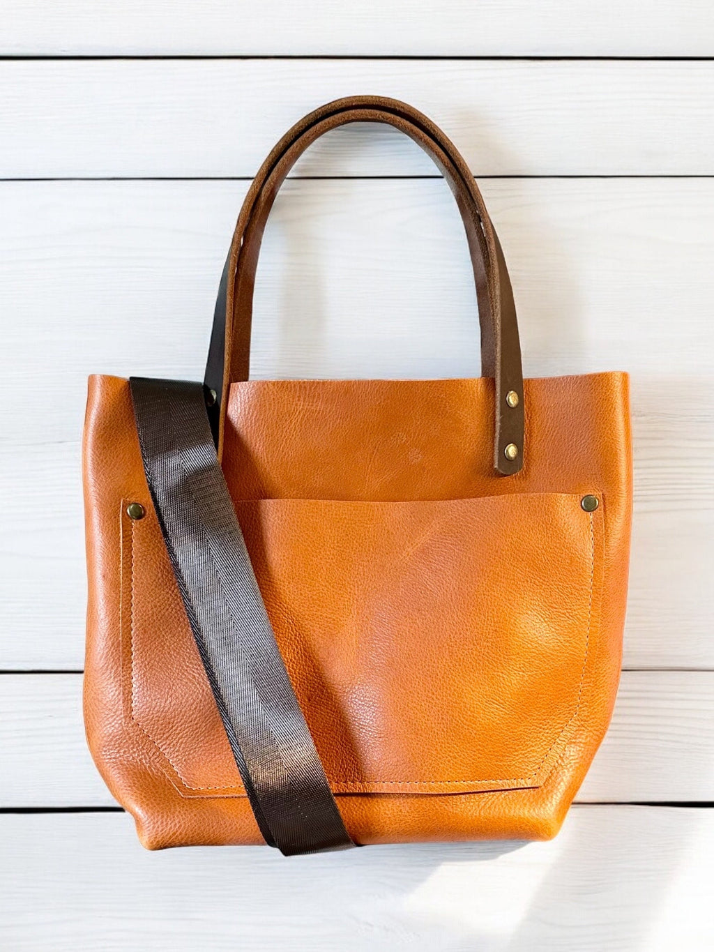 Full Grain Real Leather Autumn Orange Dog RokStar Crossbody or Shoulder Bag Purse