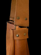 Handcrafted Pale Blue Leather Crossbody Bag – 1975 Boho Style Small