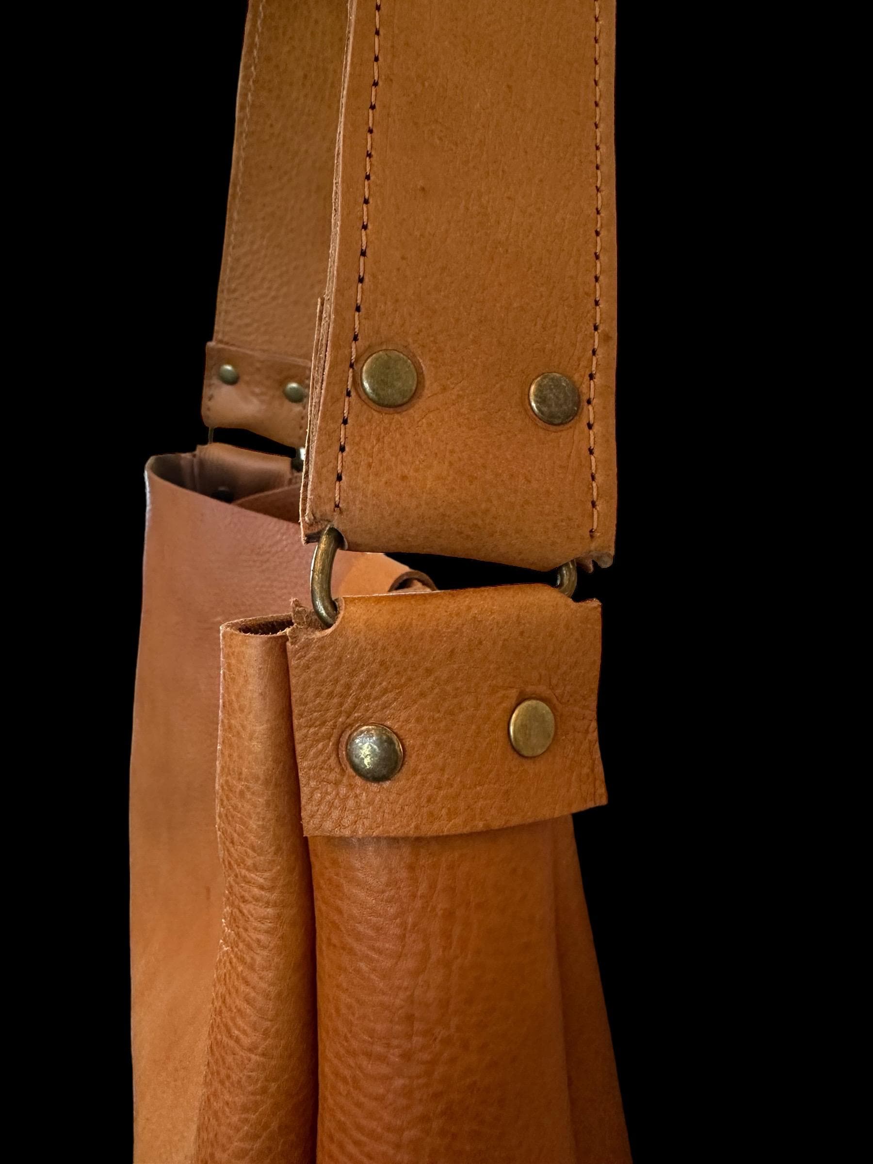 Handcrafted Pale Blue Leather Crossbody Bag – 1975 Boho Style Small