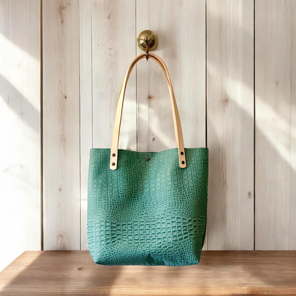 Full Grain Real Leather Gator Back Leather Classic Tote Bags-Small-Medium-Large-Extra Large