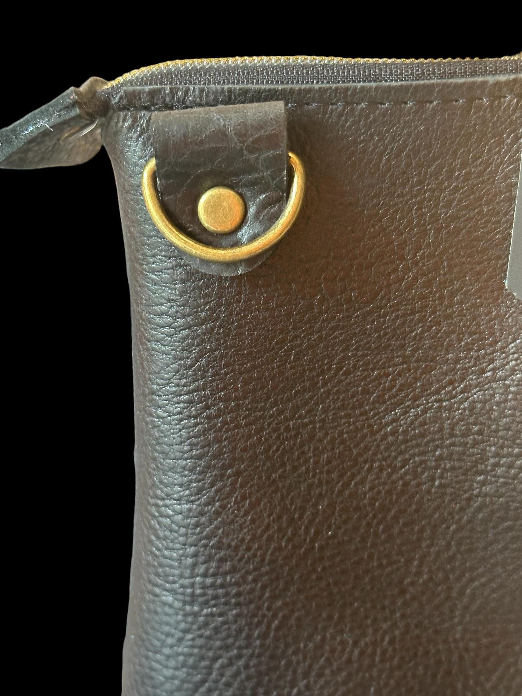 Full Grain Real Leather Zipper Black Dog Super Stevie Crossbody or Shoulder Bag Purse
