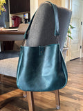 Handcrafted Full Grain Leather Crossbody Bag – Dark Teal Boho Purse Large