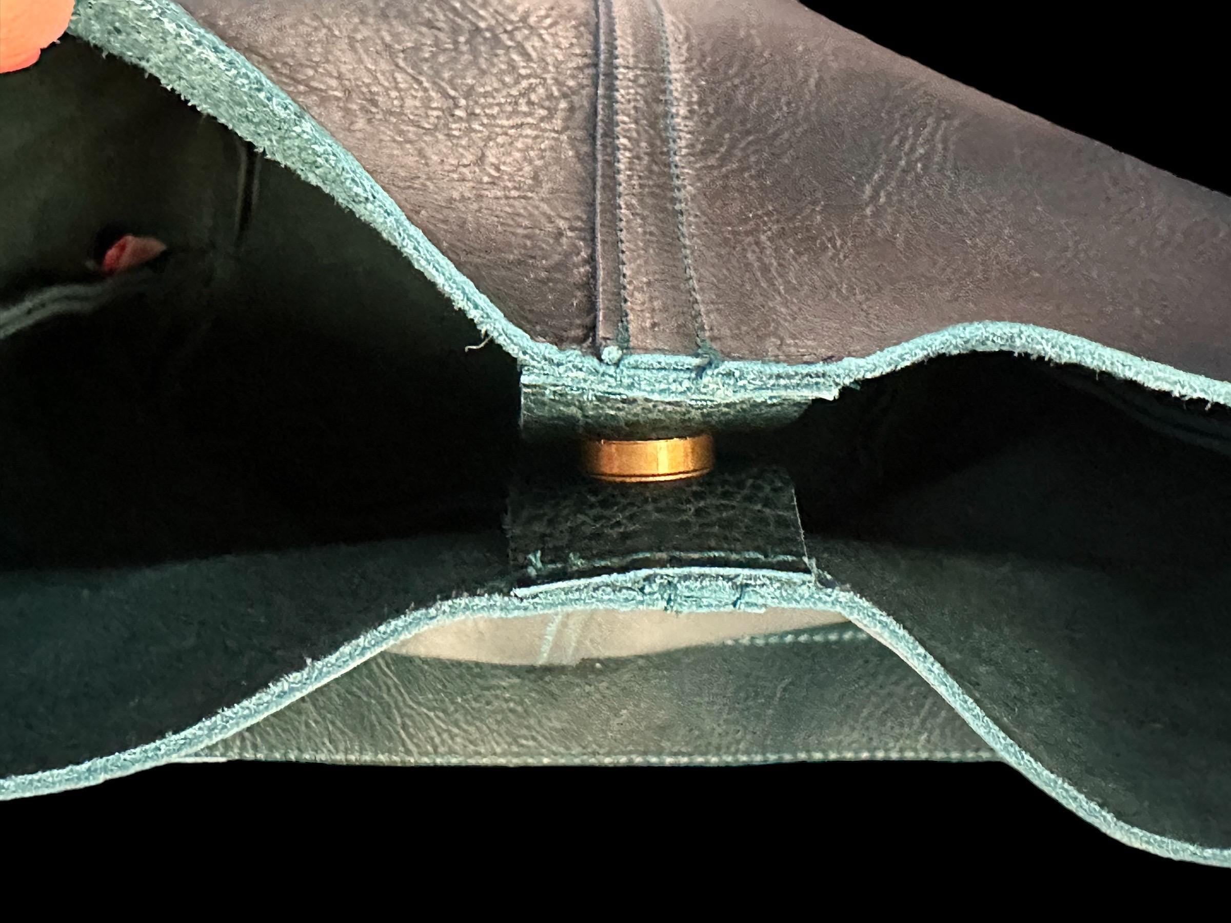 Full Grain Real Leather Dark Teal Bucket Crossbody or Shoulder Bag Purse