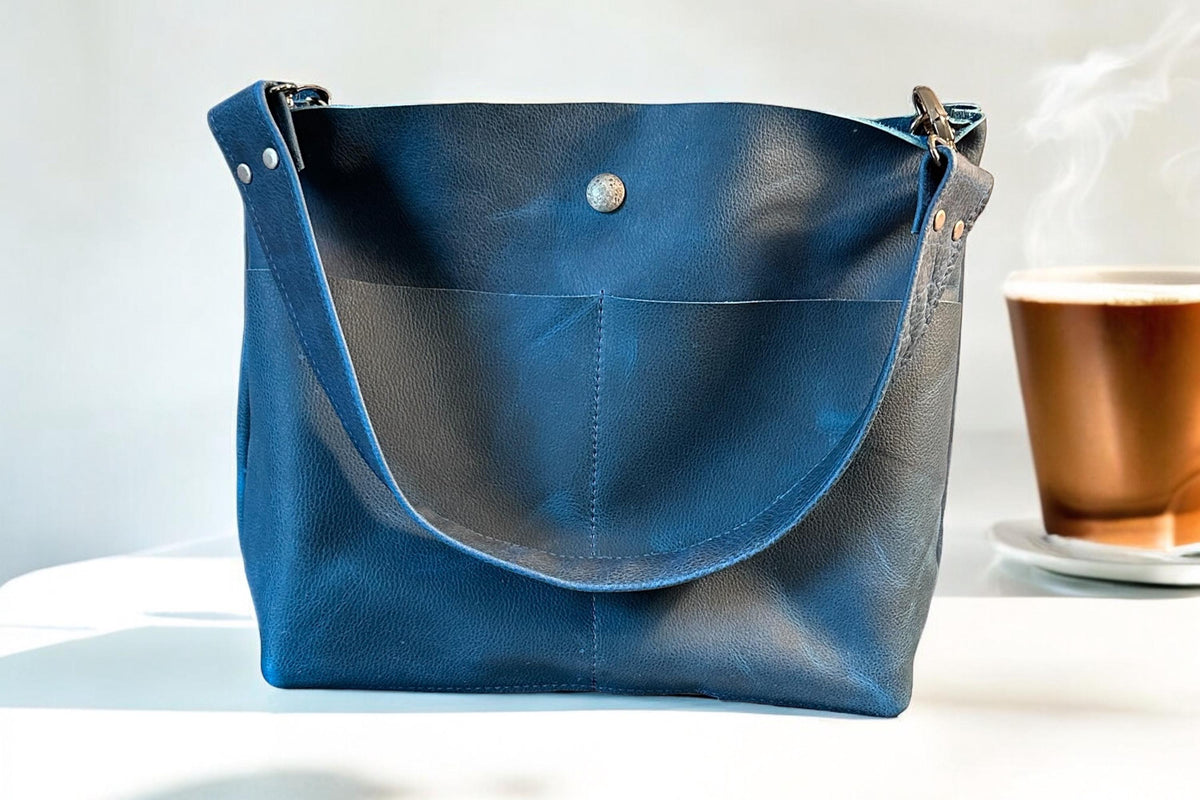 Full Grain Real Leather Authentic Rushmore Navy Super Stevie Crossbody or Shoulder Bag Purse